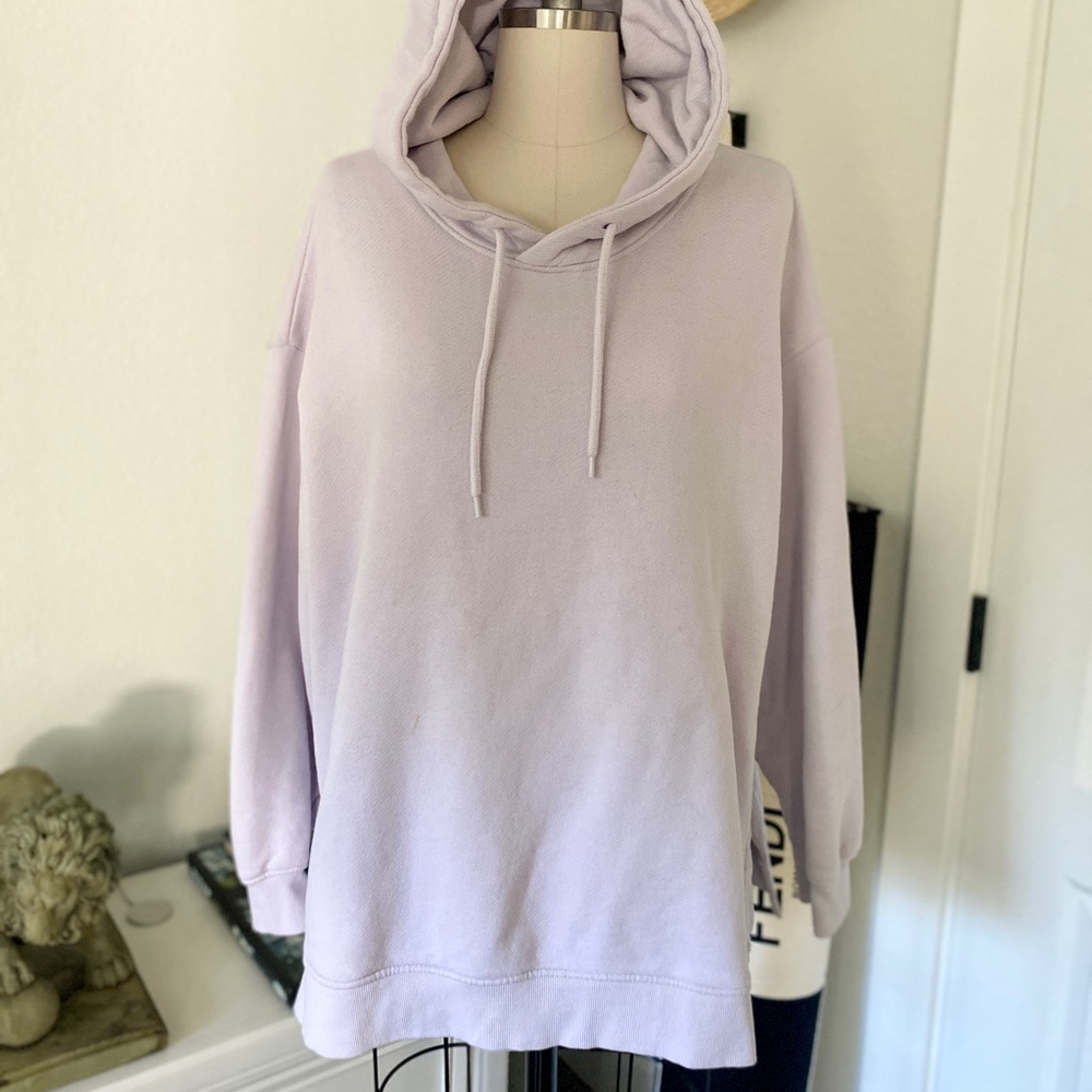 WEEKDAY “Marcie” Longline Oversized Hoodie Dress in Lilac, Size Large